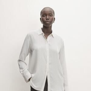 Everlane The Must-Have Shirt in Washable Silk White Base - Size 14
